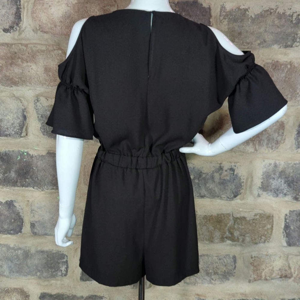 Zara Basic Black Romper Cold Shoulder Woman's Siz… - image 6